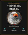 Your photo, stitched: custom photo embroidery with a real stitch detail from our studio