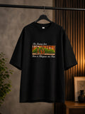 Journey from Ram to Bhagwan Shri Ram embroidered tee hanging in a warm room